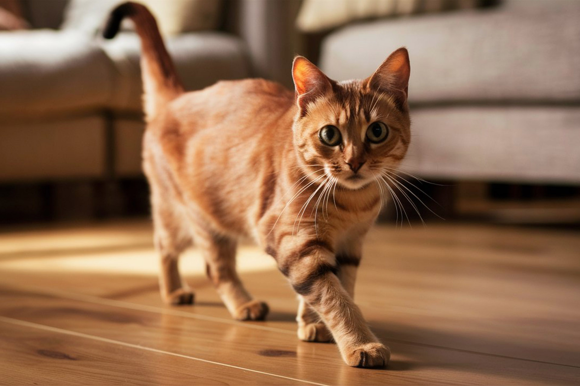 Cat walking forward confidently, representing Bayview Animal Hospital payment options
